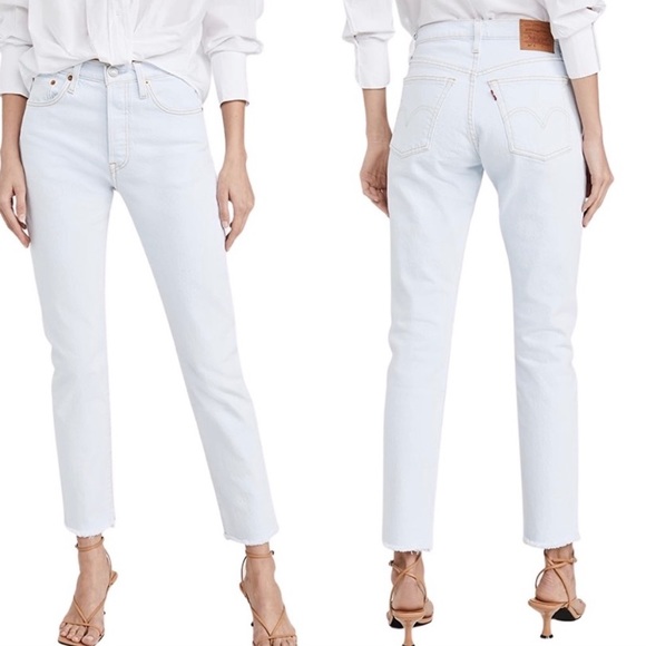 Levi's Denim - Levi’s 501 High Rise Raw Hem Bleached Skinny Jeans